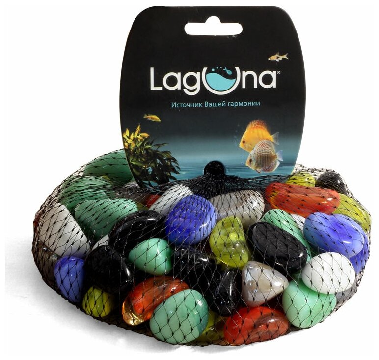 фото Грунт аквариумный (декоративный стеклянный, разноцветный), фракция 20-25 мм, 0,5 кг