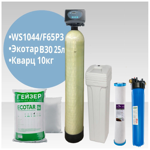 Установка WS1044/F65P3-A (Экотар В30) обезжелезивание и умягчение воды+корпус фильтра 20ВВ с углем универсальная засыпка для фильтра экотар в30 12л умягчение и обезжелезивание воды