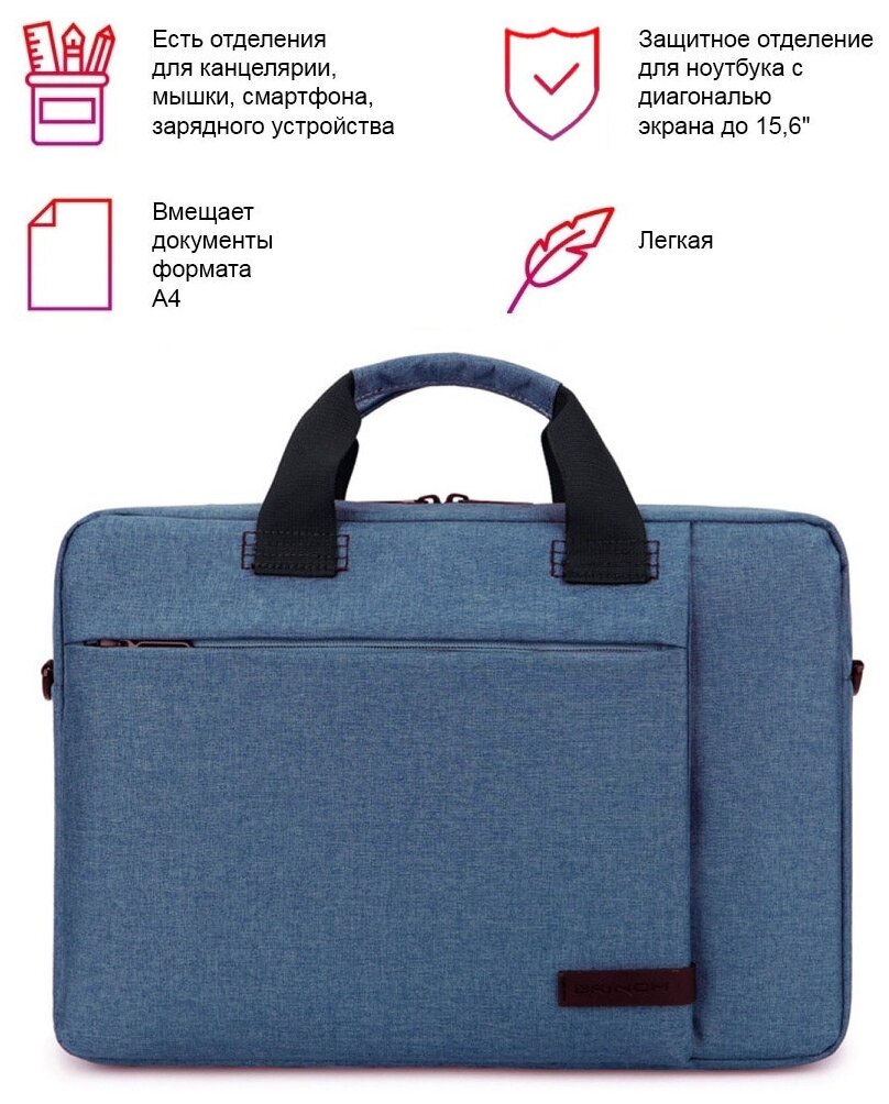 Портфель Сумка для ноутбука 156" YOHO противоударная для документов А4 планшета текстильная с ремешком