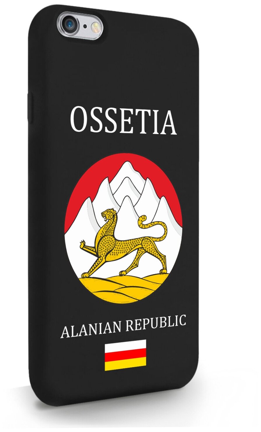 Черный силиконовый чехол SignumCase для iPhone 6/6s Герб Северной Осетии для Айфон 6/6с