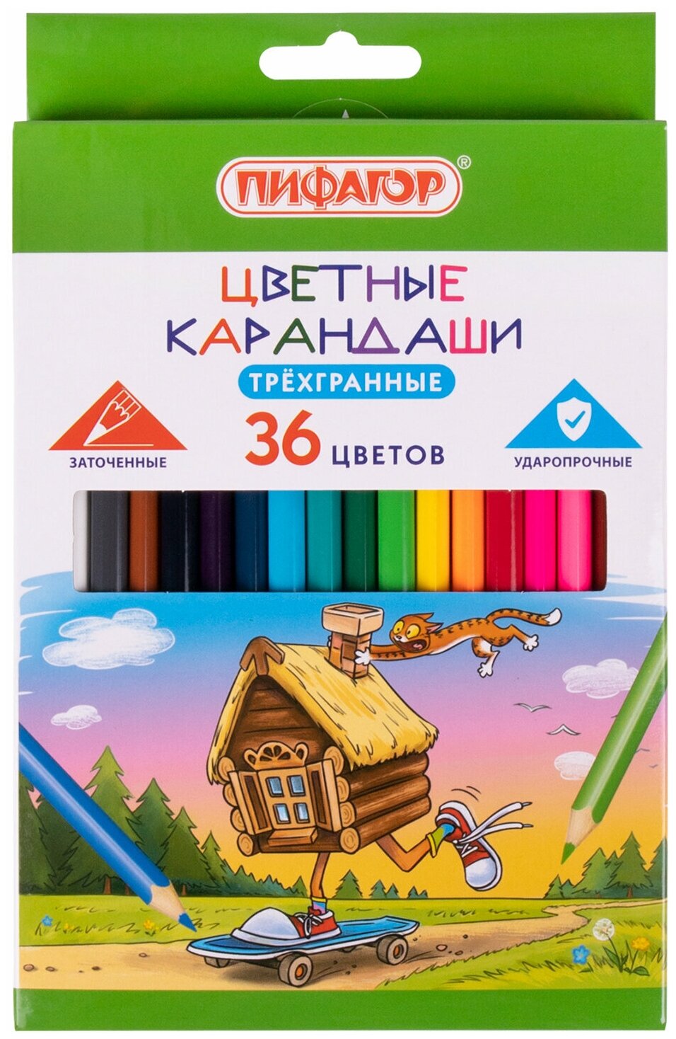 Карандаши цветные Пифагор "Сказки", 36 цветов, классические, заточенные