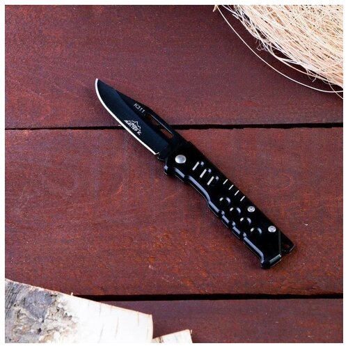фото Нож перочинный "пиранья", лезвие 6,5 см, рукоять черный металл, 15см теропром