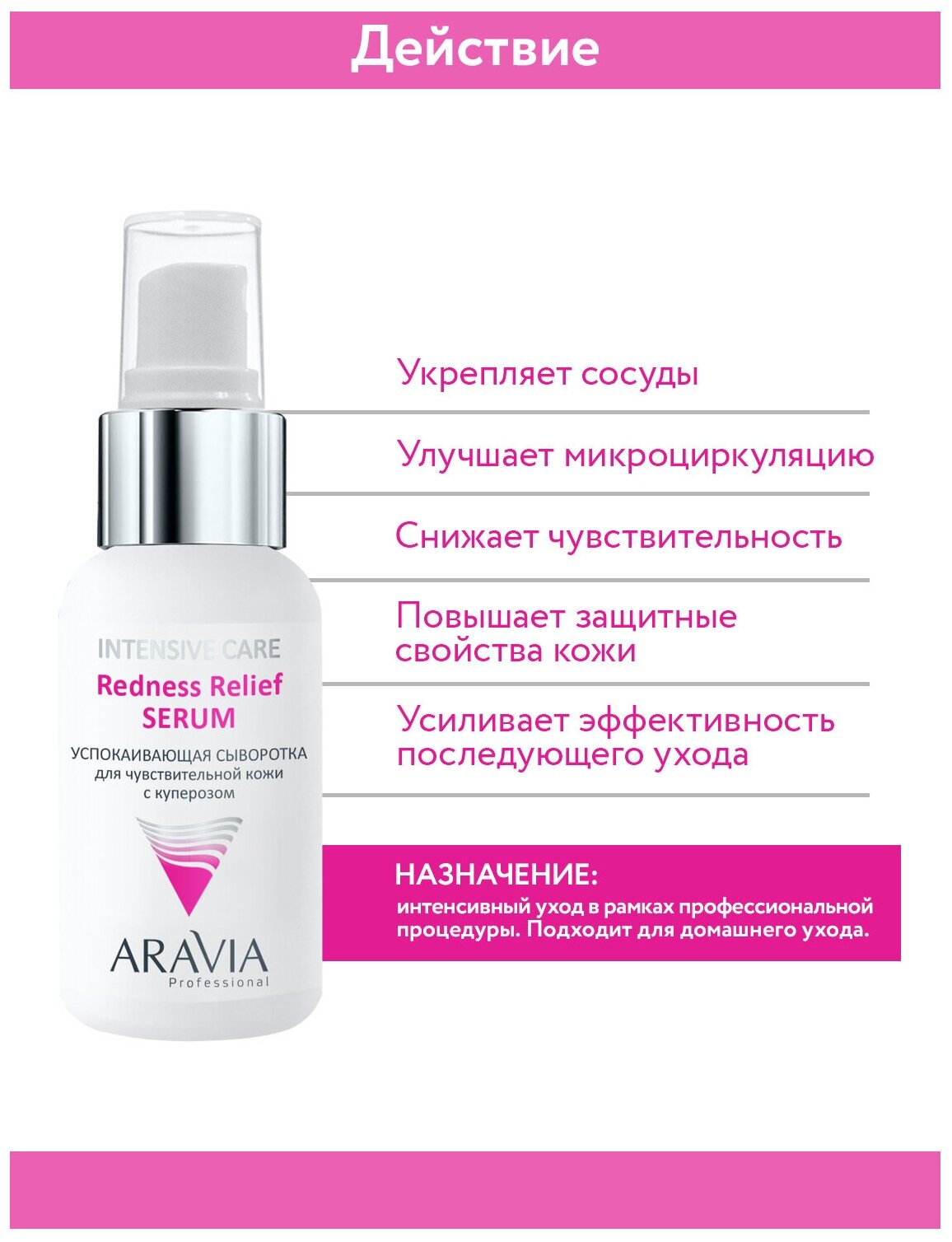 Сыворотка ARAVIA PROFESSIONAL Успокаивающая для чувствительной кожи с куперозом Redness Relief Serum, 50 мл