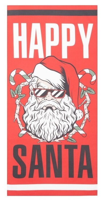 Полотенце Этель Happy Santa 70х146 см, 100% хлопок 160гр/м2 7763250 - фотография № 1