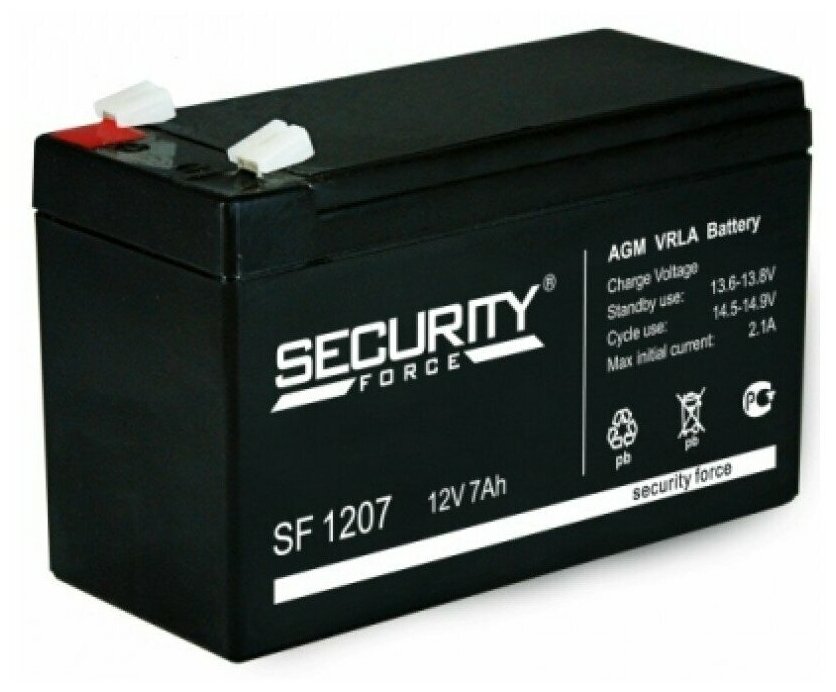Cвинцово-кислотный аккумулятор 12В 7Ач Security Force SF 1207