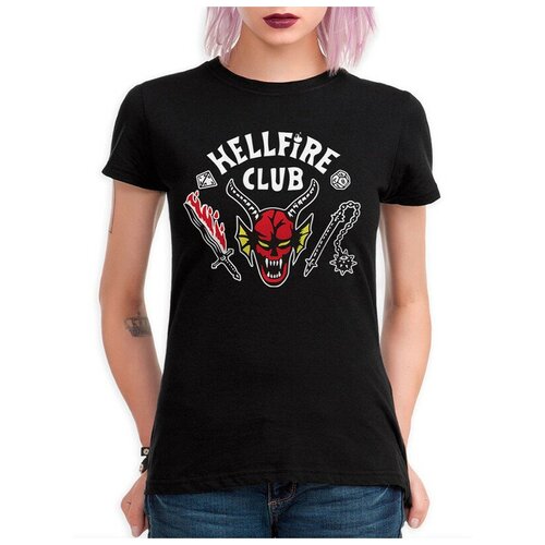 Футболка Dreamshirts Studio Hellfire Club / Клуб Адского пламени / Очень Странные Дела / Stranger Things / Женская Черная 3XL