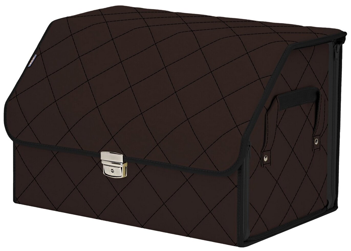 Органайзер-саквояж в багажник "Союз Премиум" (размер L). Цвет: коричневый с черной прострочкой Ромб.