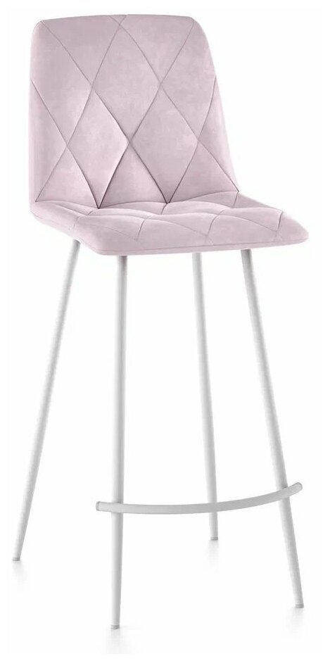 Барный стул Ричи, DecoLine, велюр розовый, каркас белый, антикоготь, 1 шт. - фотография № 1