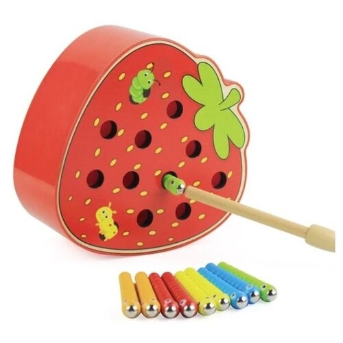 Игра - магнитная рыбалка для детей / Веселые червячки в клубнике