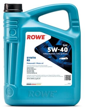ROWE Масло Моторное Rowe Hightec Synth Rs Sae 5w-40 (5л) Sn/Cf Acea A3/B4 Psa B71 2296 Renault Rn 0700/0710 Fiat 9.55535-H2/M...