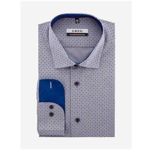 фото Рубашка мужская длинный рукав greg 323/119/60124/1p_gb, прямой силуэт / сlassic fit, цвет серый, рост 174-184, размер ворота 41