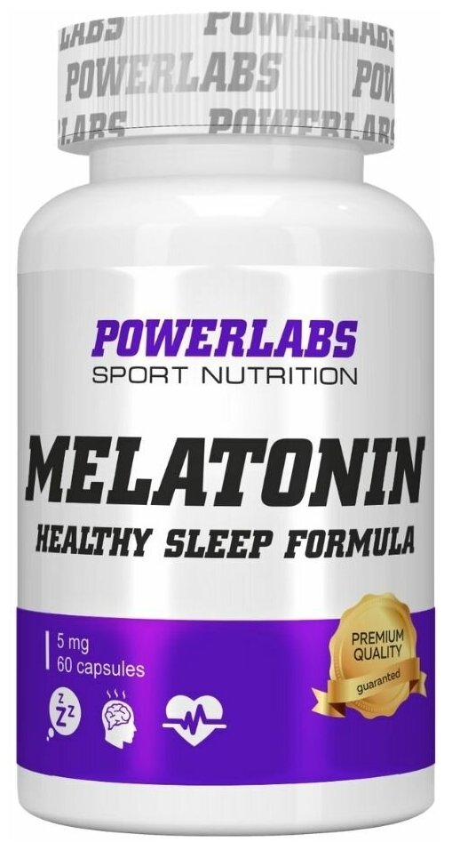 Powerlabs Мелатонин 5 мг успокоительное 60 капсул