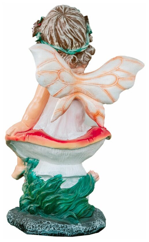 Садовая фигура "Девочка на грибе с бабочкой с крылышками", декоративная статуя для сада и огорода, высота 49 смН-49см F1000 - фотография № 6