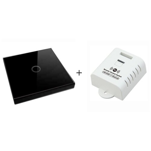 Сенсорный беспроводной выключатель с контроллером eMylo 10A-01SB-RF Black KIT