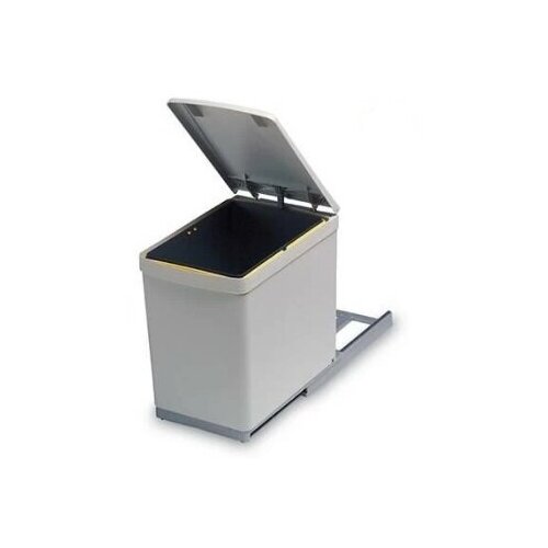 Ведро для мусора (16л) выдвижное, пластик серый, INOXA, италия