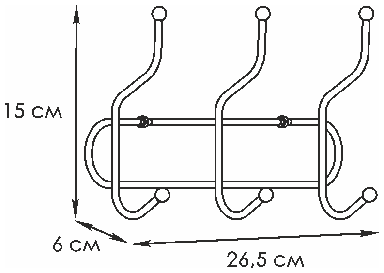 Вешалка настенная ЗМИ Дружба 3, 3 крючка, 26,5 x 6 x 15 см, серая - фотография № 7