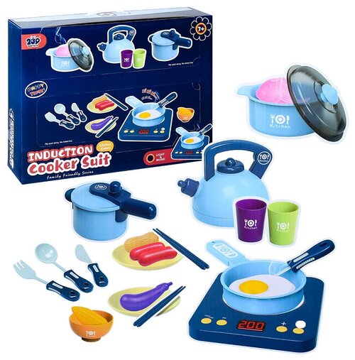 Плита игрушечная с посудой и продуктами (звук, свет) / Игровой детский набор Oubaoloon Y8821 