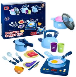 Плита игрушечная с посудой и продуктами (звук,свет) / Игровой детский набор Oubaoloon Y8821 "Кухня" в коробке