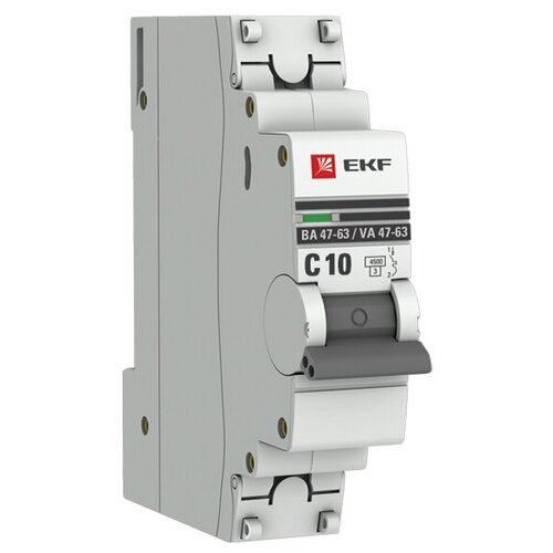Автоматический выключатель 1P 10А (C) 4,5kA ВА 47-63 EKF PROxima (5шт) (арт. mcb4763-1-10C-pro-5)