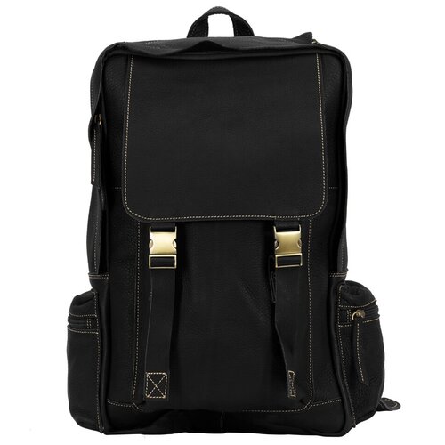 фото Крутой городской рюкзак из мягкой телячьей кожи черного цвета bufalo bpj-18