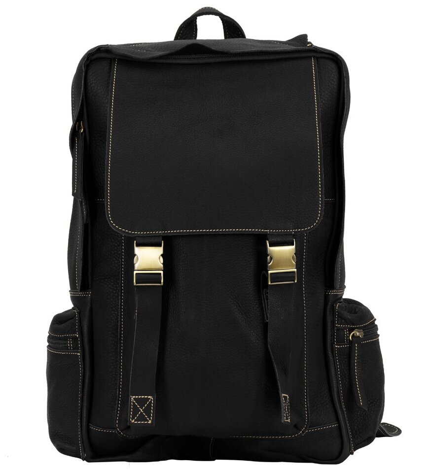 Купить Крутой городской рюкзак из мягкой телячьей кожи черного цвета ...