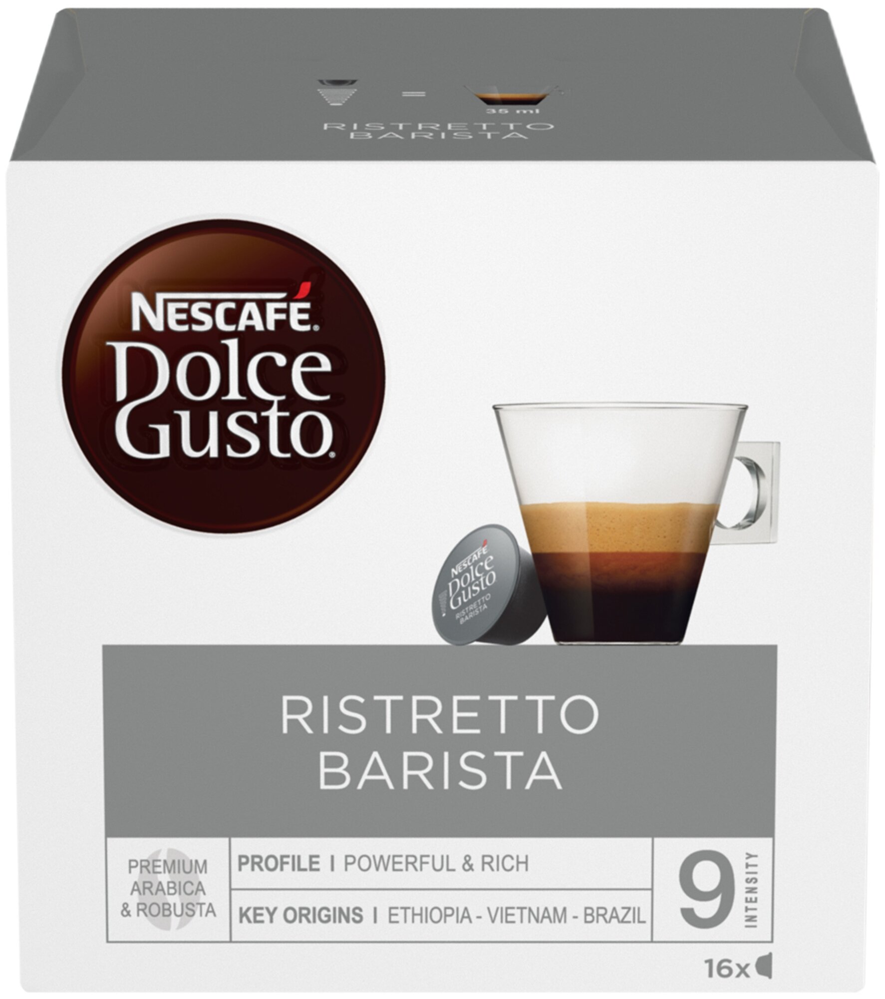 Кофе в капсулах Nescafe Dolce Gusto Ristretto Barista, натуральный, интенсивность 9, 16 порций, 16 кап. в уп.