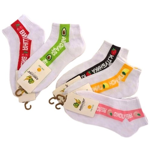 фото Женские укороченные носки набор комплект 5 пар, носки с принтом короткие летние цветные amigobs