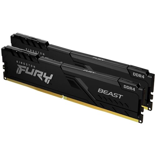 Kingston Модуль памяти DRAM 16GB 3733MHz DDR4 CL19 DIMM Kit 2x8Gb FURY Beast Black KF437C19BBK2 16 модуль памяти kingston fury black ddr4 dimm 3733mhz pc29800 cl19 16gb kit 2x8gb kf437c19bbk2 16