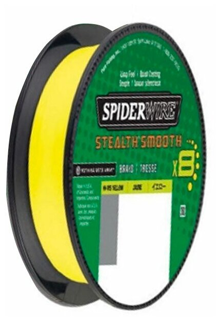 Шнур плетеный SPIDERWIRE Х8 Braid Stealth Smooth 150м яркожелтый 0,29мм 26,4кг