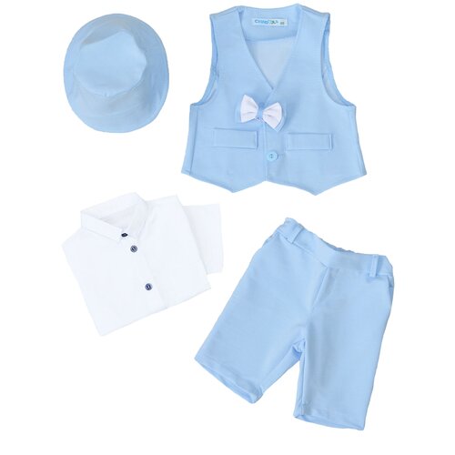 Комплект одежды  Chadolls для мальчиков, рубашка и жилет и бабочка и бандана и бриджи, повседневный стиль, застежка под подгузник, карманы, пояс на резинке, размер 92, голубой