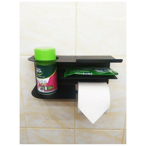 Держатель для туалетной бумаги белый Лофт (Loft) с двумя горизонтальными полками и отделом для освежителя. Дизайн от Di-Home.