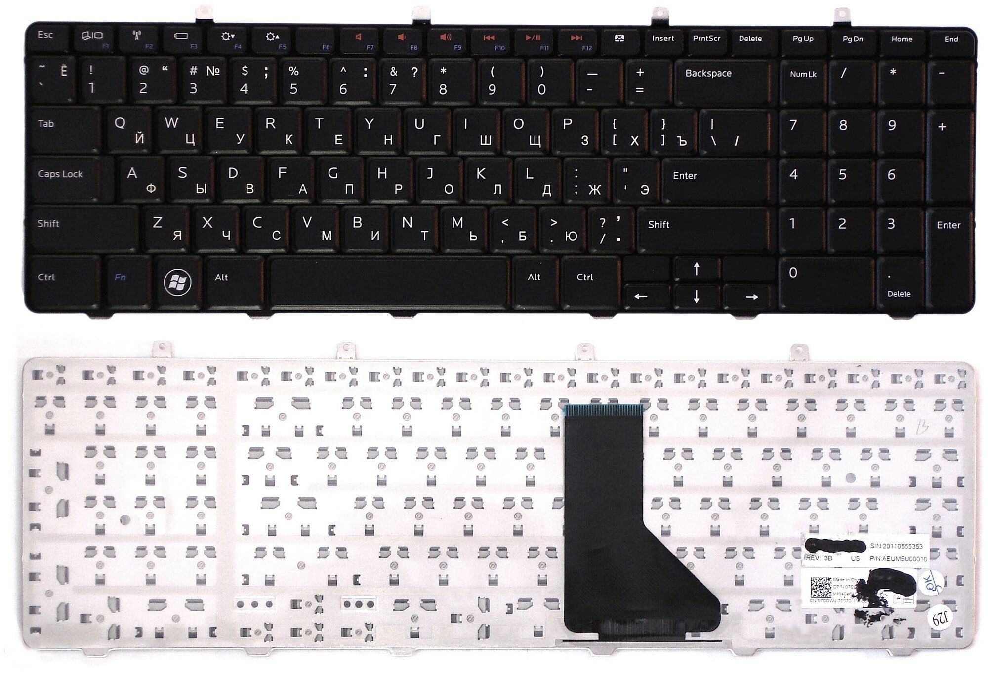 Клавиатура для ноутбука Dell 7CDWJ русская черная 1830₽