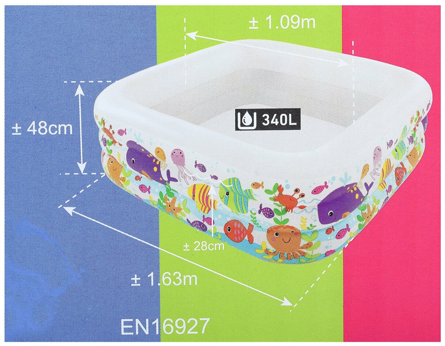 Детский надувной бассейн 159х159х50см "Аквариум" 340л, от 3 лет - фотография № 4