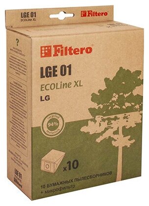 Пылесборники Filtero LGE 01 ECOLine XL, бумажные, 10 шт.