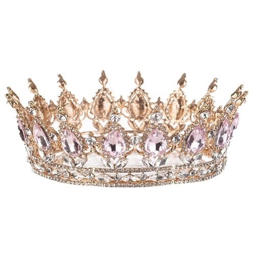 12641 Золотая диадема с розовыми и серебристыми стразами 5 см d 12 см Karlsbach