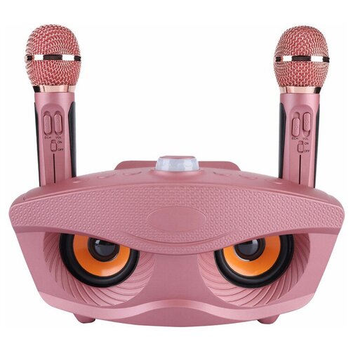 SDRD SD-306 (розовый) - bluetooth колонка-караоке с двумя беспроводными микрофонами, онлайн караоке, USB, AUX,