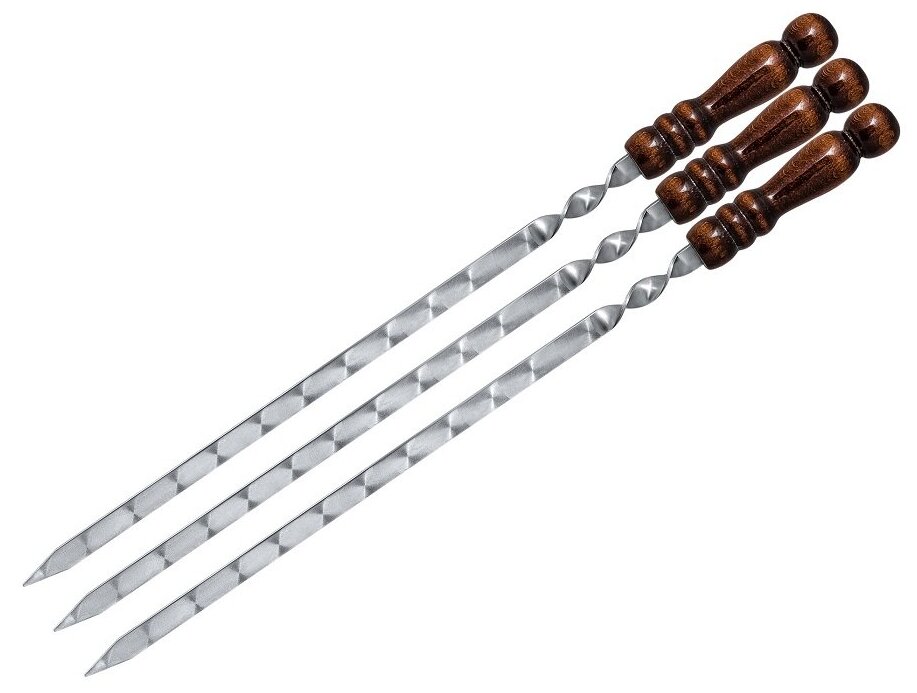 Шампуры широкие 3 шт с деревянной ручкой 500х16х3 мм