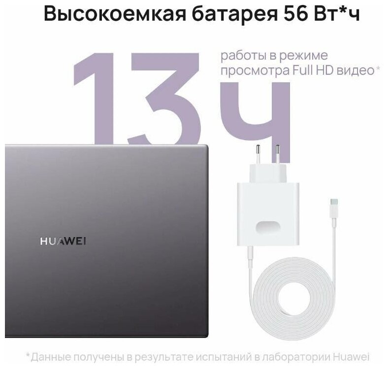 Ноутбук HUAWEI MateBook D 14 (1920x1080 AMD Ryzen 5 21 ГГц RAM 8 ГБ SSD 512 ГБ Win10 Home)