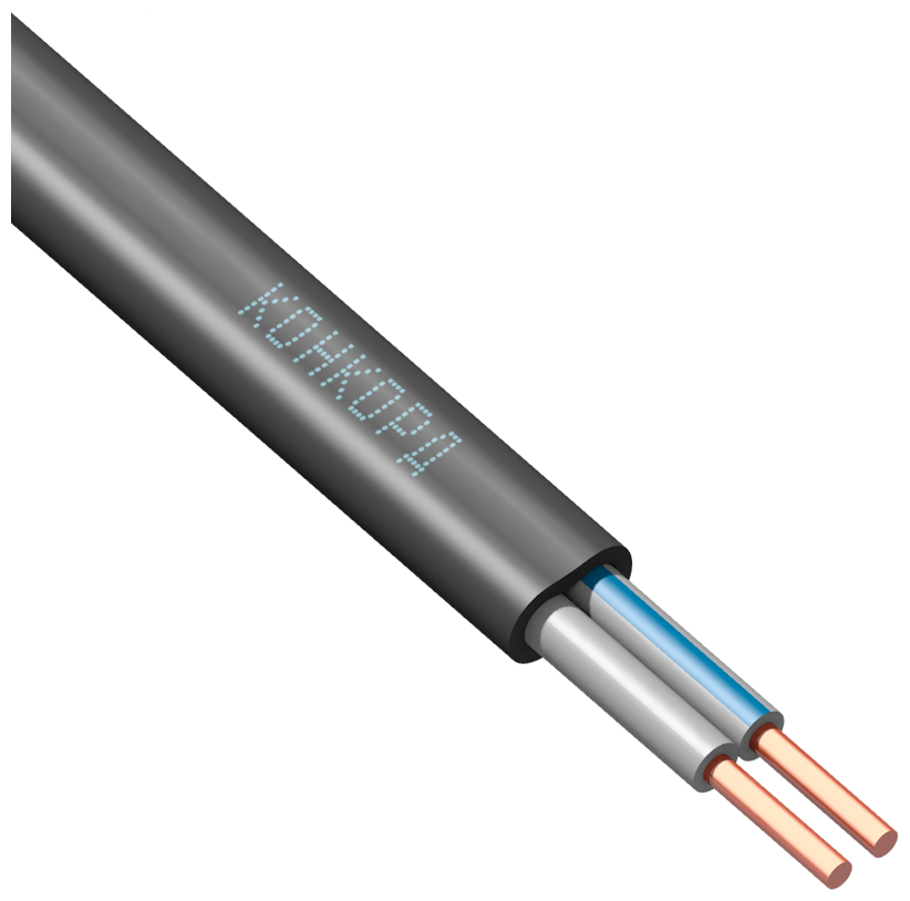 Кабель силовой ВВГ-Пнг(А)-LS 2х1.5 кв. мм Конкорд ГОСТ плоский черный 200 м - фотография № 1