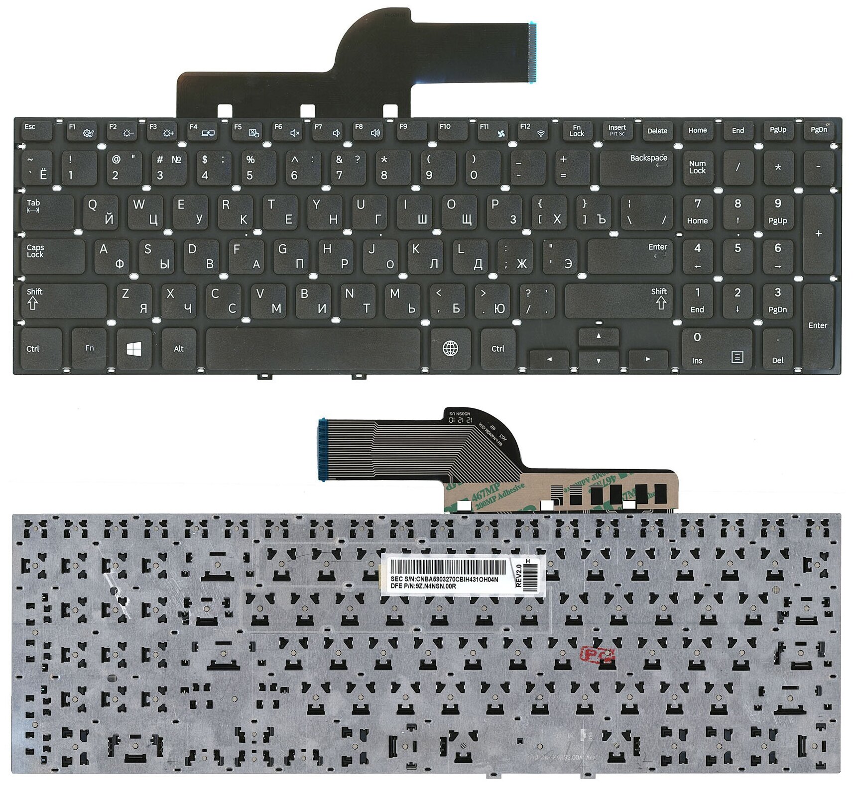 Клавиатура для ноутбука Samsumg NP550P5C-S04RU черная без рамки 1050₽