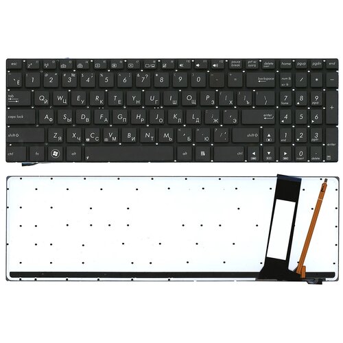 Клавиатура для ноутбука Asus N56 N56V черная с белой подсветкой клавиатура для ноутбука asus 9z n8bbq g0r черная с белой подсветкой