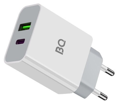 Зарядное устройство BQ Charger 20W2A01 (2 ports Type-C + Usb, Pd+qc3.0, 20W) white 20W2A01