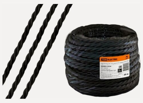 Изображение товара Провод ретро Tdm Electric "Эко" 3х2,5 витой ГОСТ черный (20м), SQ2801-0234