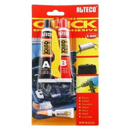 клей alteco 3 ton quick epoxy alteco эпоксидный двухкомпонентный 64 г Холодная сварка Alteco 3-TON QUICK EPOXY высокотемпературная, 56,7 г