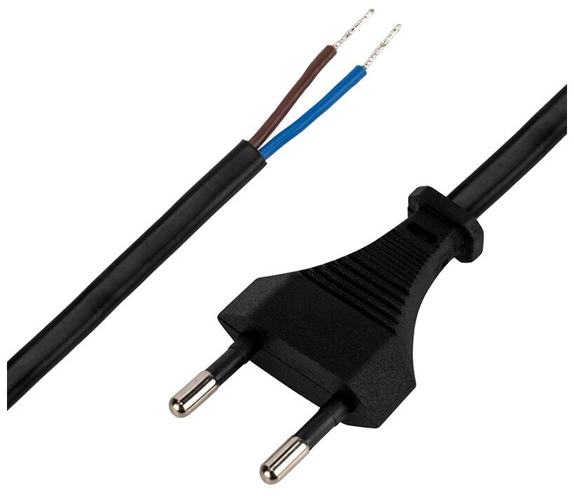 фото Сетевой шнур 2х0,75 мм², 1,8 м черный Rexant (11-1142)