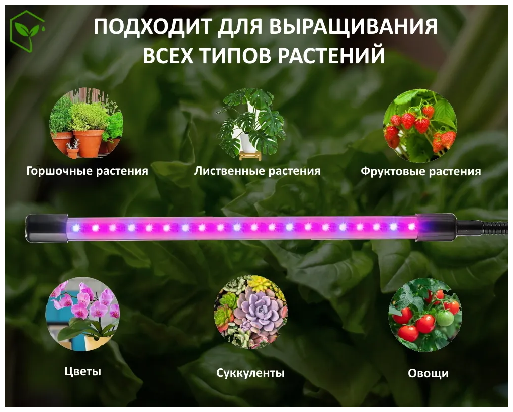 Фитосветильник для растений с регулируемым зажимом 1 лампа Vitaferma GT-1