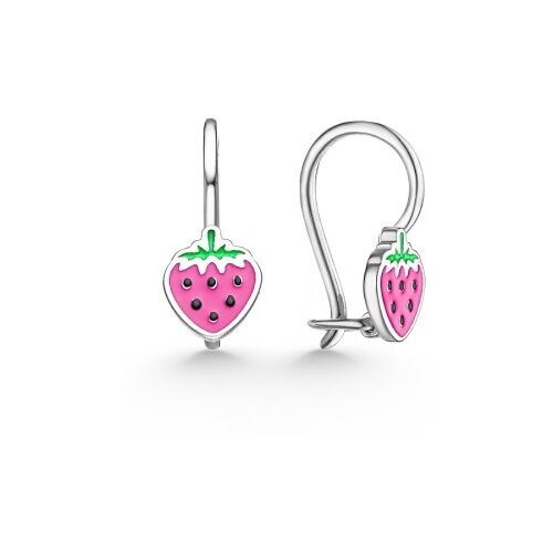Детские розовые серьги Клубнички на петле из серебра 925 пробы DEWI KIDS 901021426