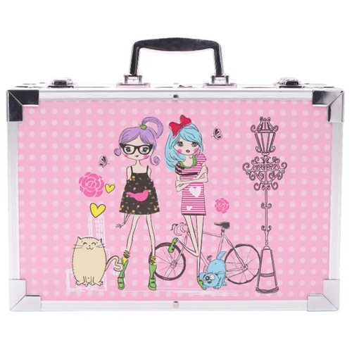 Набор для рисования в чемоданчике 145 предметов, Цвет Розовый - девочки