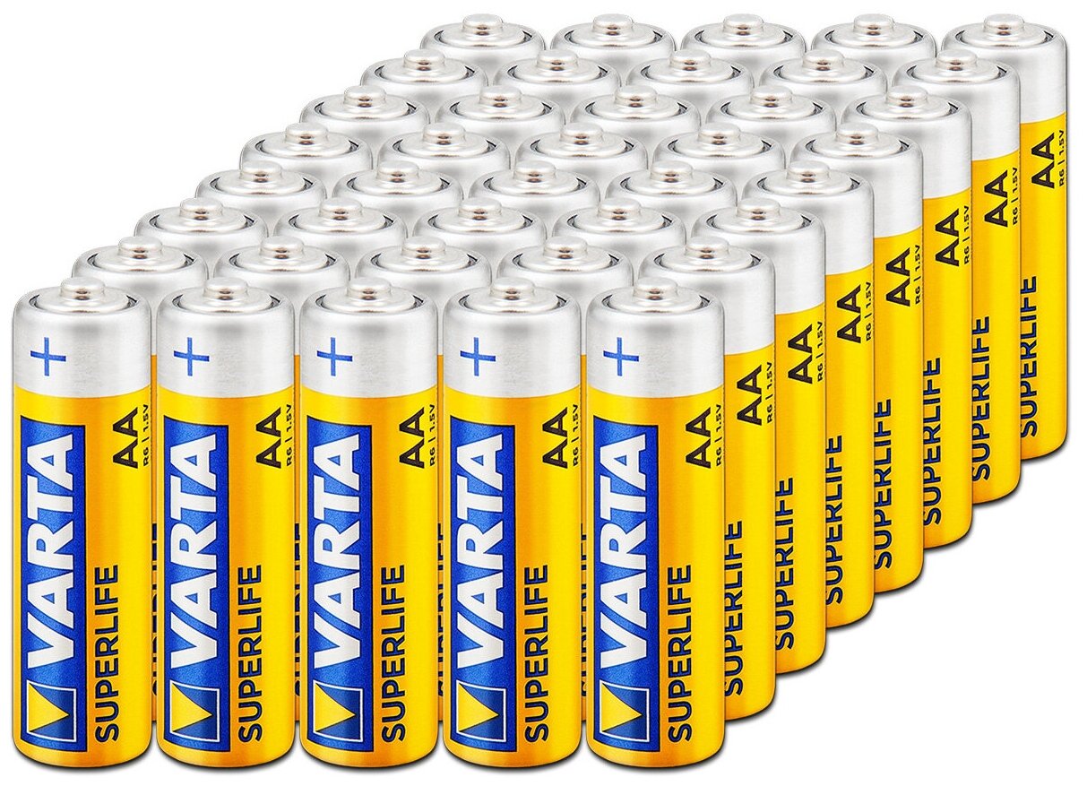 Батарейка солевая AA R6 Varta SuperLife 1.5V, 40 шт.