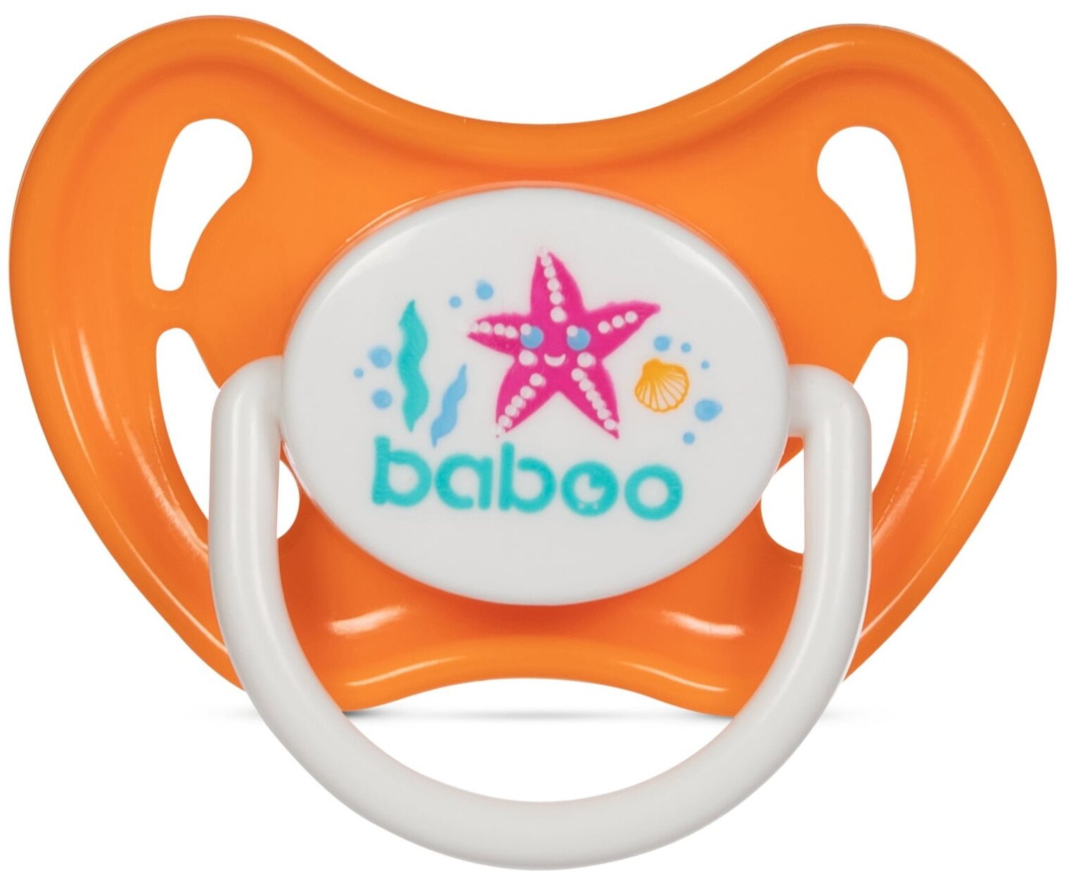 Пустышка силиконовая анатомическая симметричная baboo Sealife 6+ м, персиковый